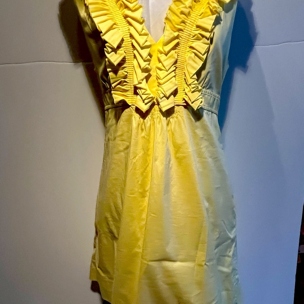 Yellow Sleeveless Sundress with Pleated Collar